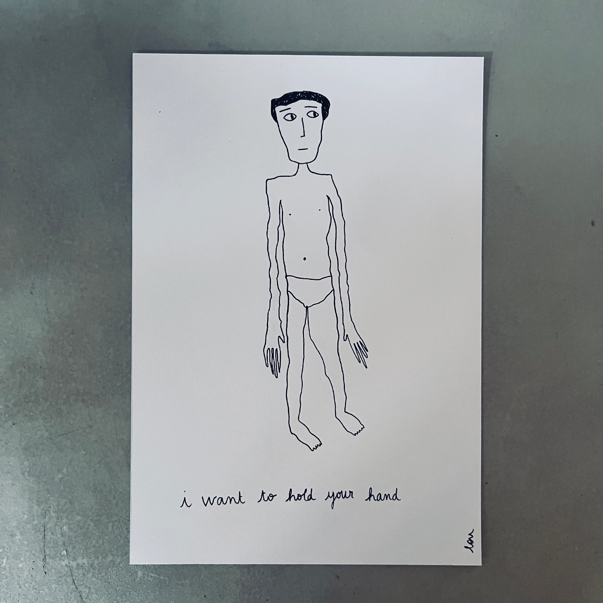 i want to hold your hand.. Print by Lou Couton