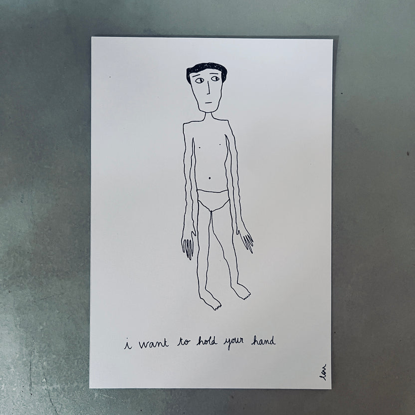 i want to hold your hand.. Print by Lou Couton